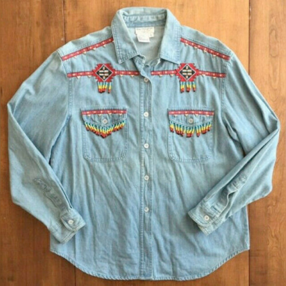 Vintage LEW MAGRAM COLLECTION BEADED WESTERN SHIRT